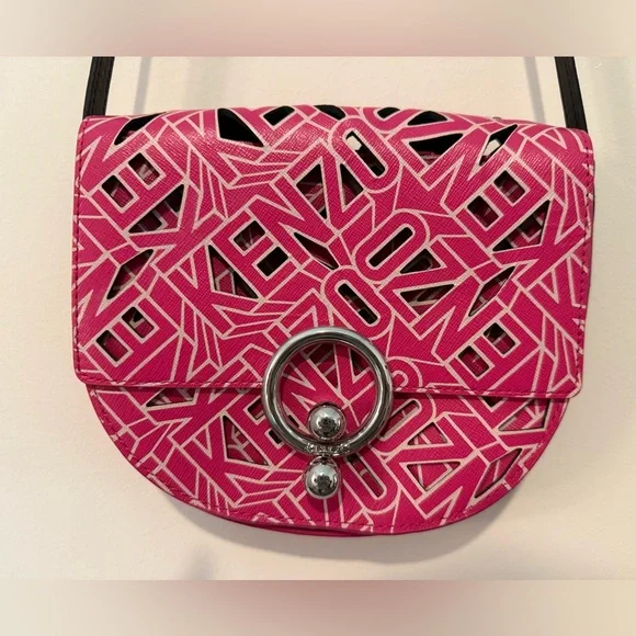 KENZO Hot Pink Laser Cut Leather Flying Crossbody Bag in Pristine Condition - Picture 5 of 17